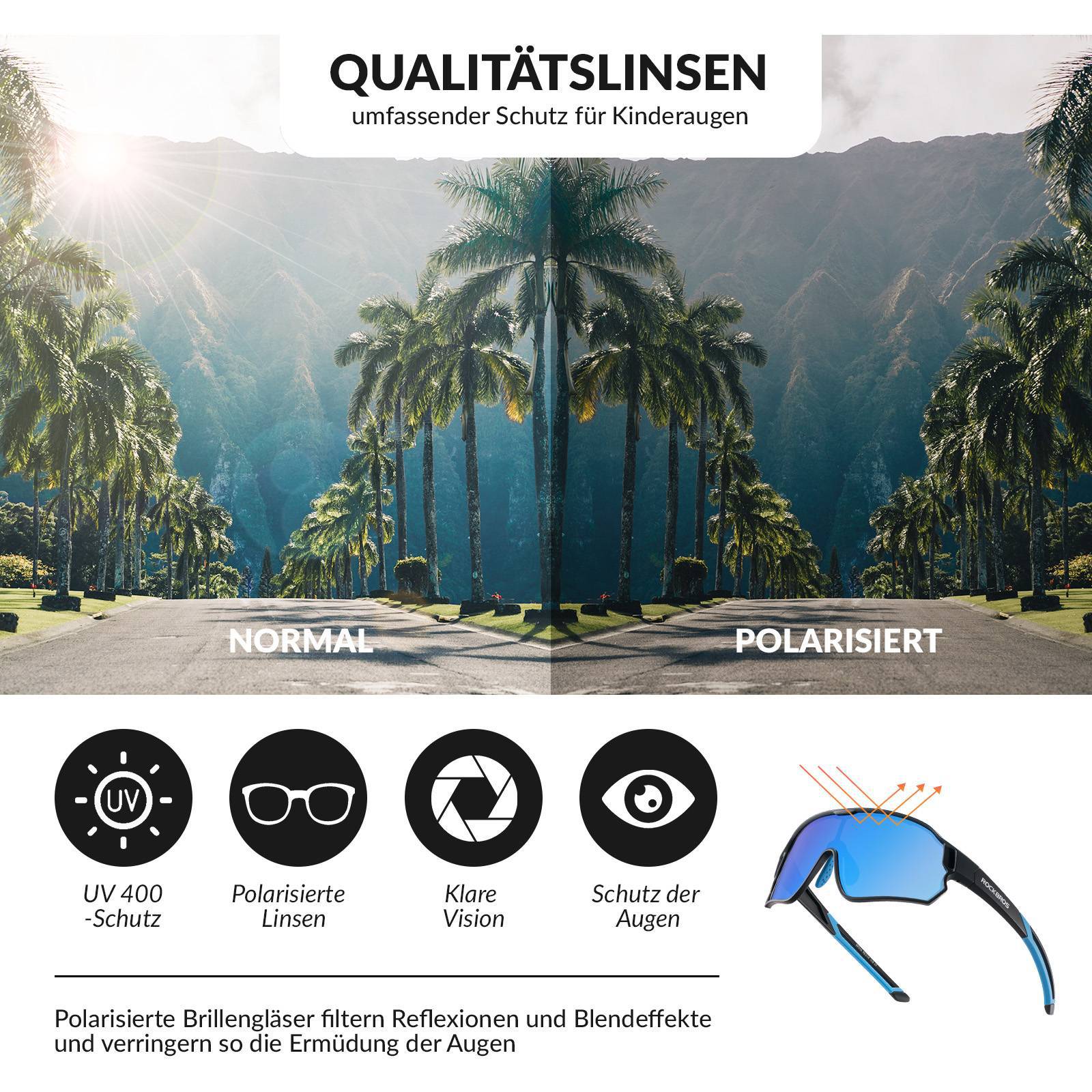 Polarisierte Kinder Fahrradbrille mit UV400 Schutz a86d1f787cd7