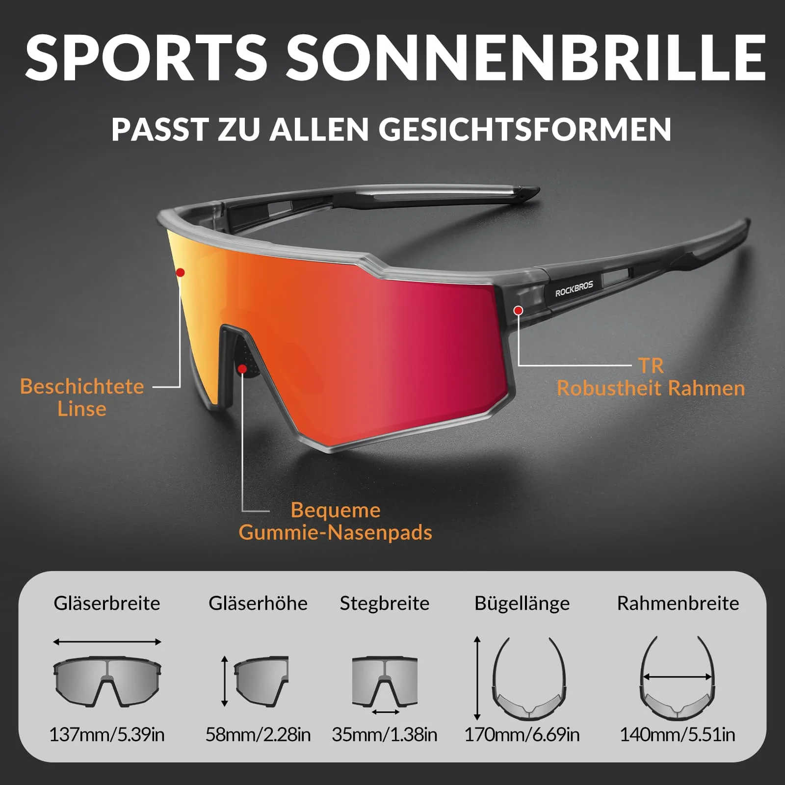 Polarisierte Sport Sonnenbrille für den Outdoorspo 739b87263473