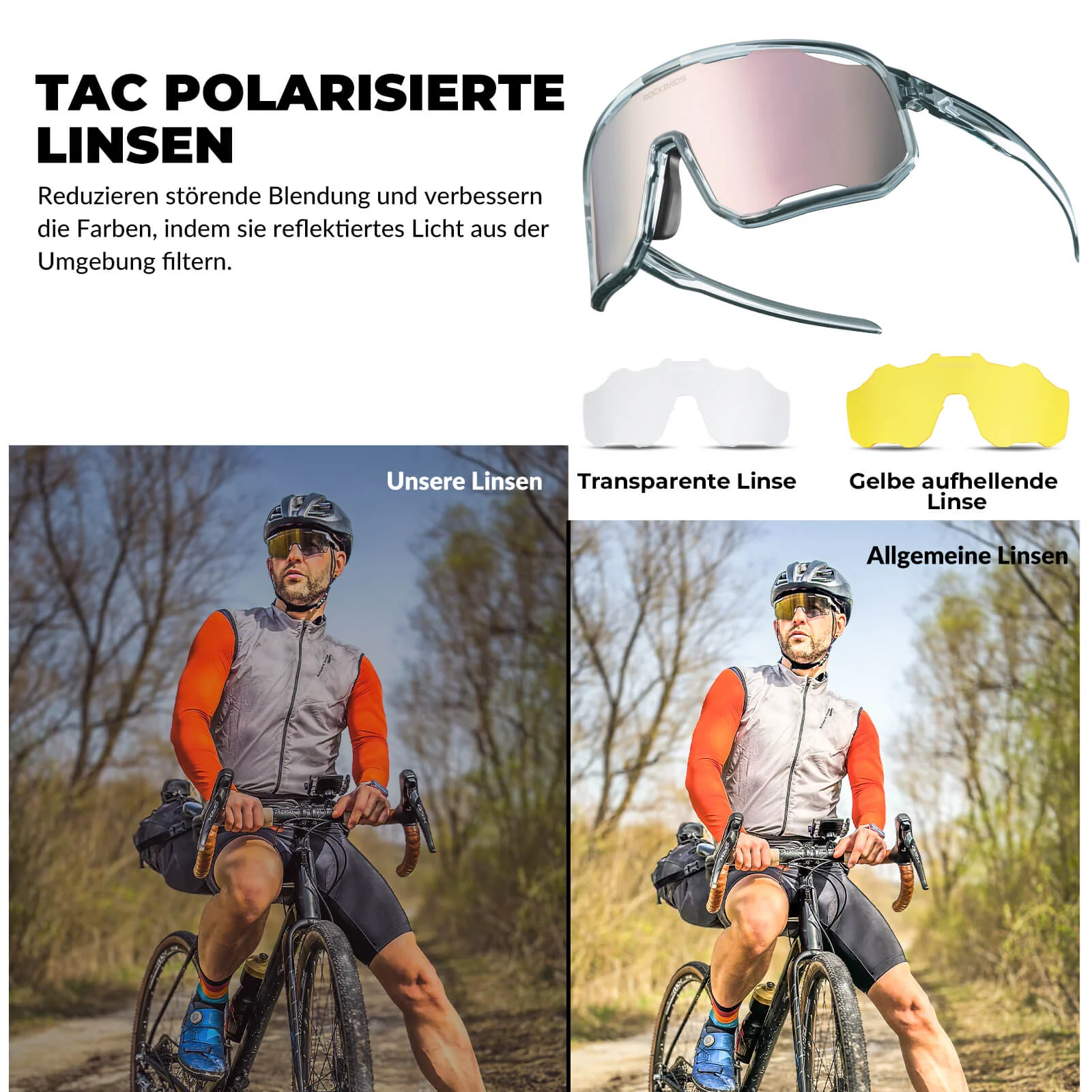 Polarisierte Unisex Fahrradbrille mit Wechsel Nase 16049fee0b00