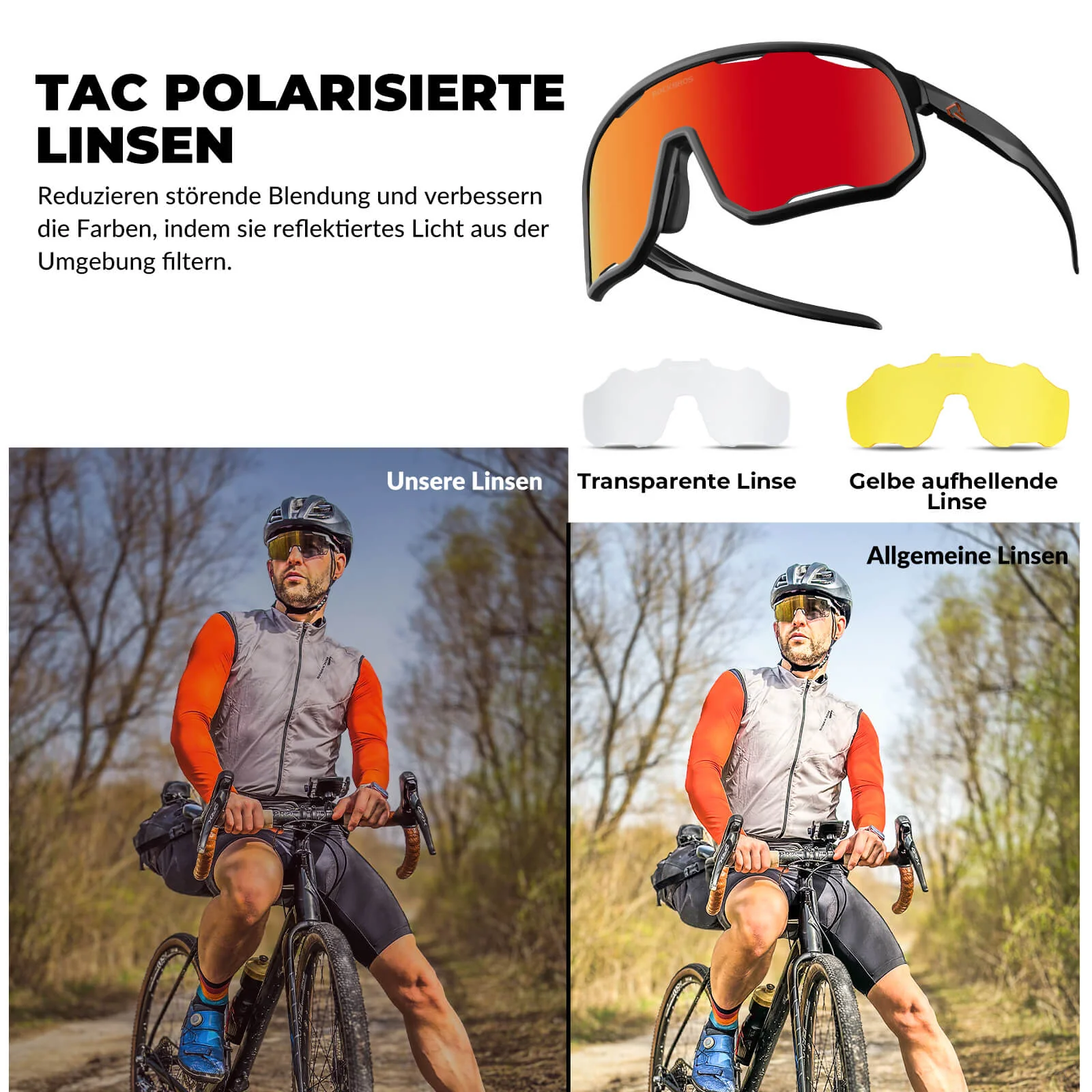 Polarisierte Unisex Fahrradbrille mit Wechsel Nase d1bf521b4ed7