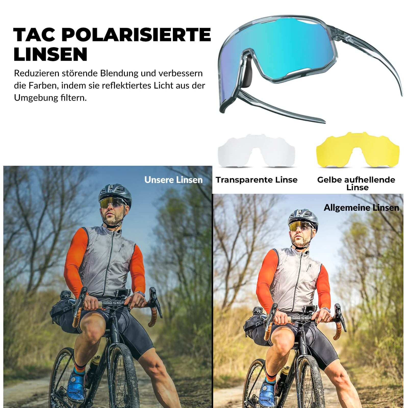 Polarisierte Unisex Fahrradbrille mit Wechsel Nase d6568d9dc43c