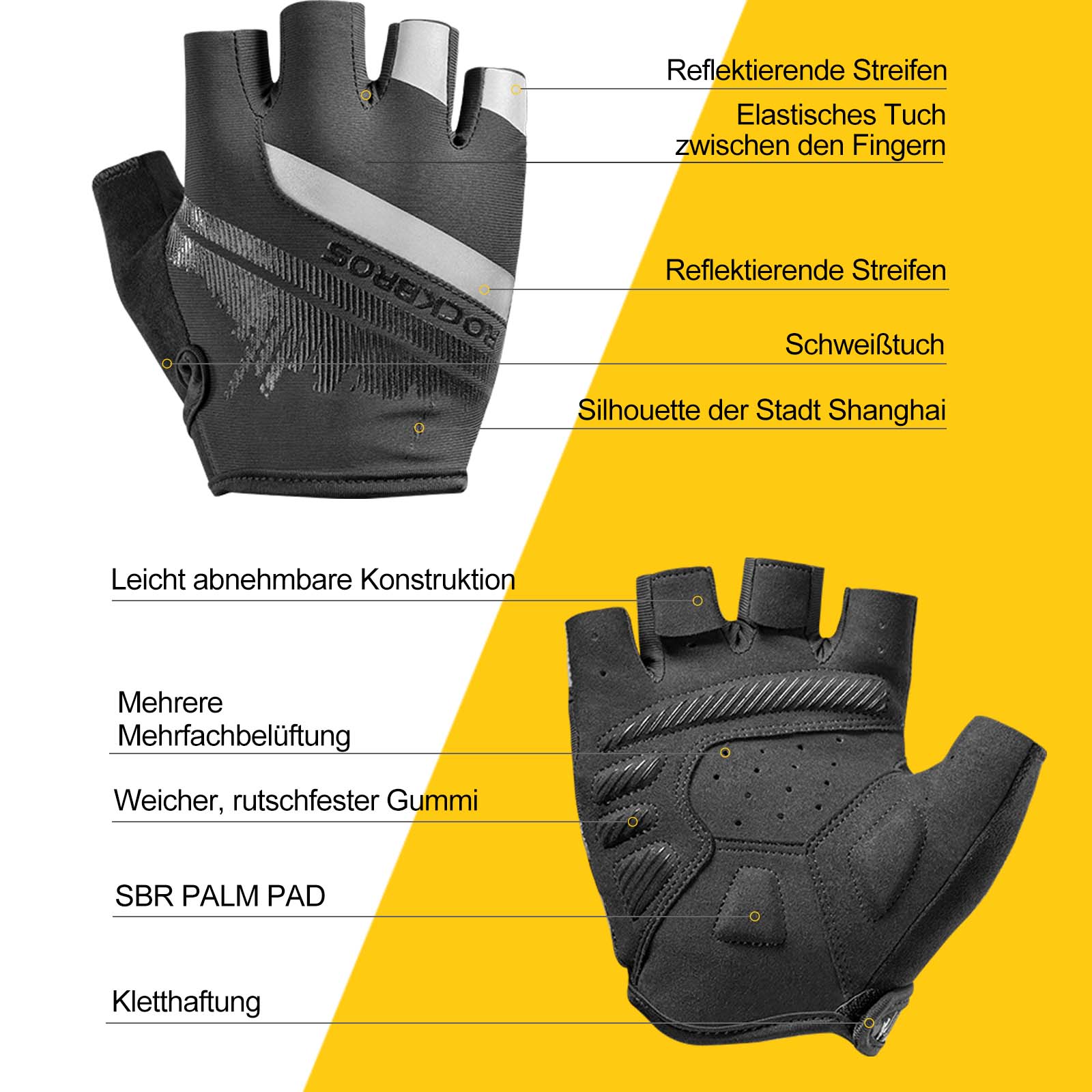 ROCKBROS Antirutsch Reithandschuhe mit reflektiere 63d422512d3f