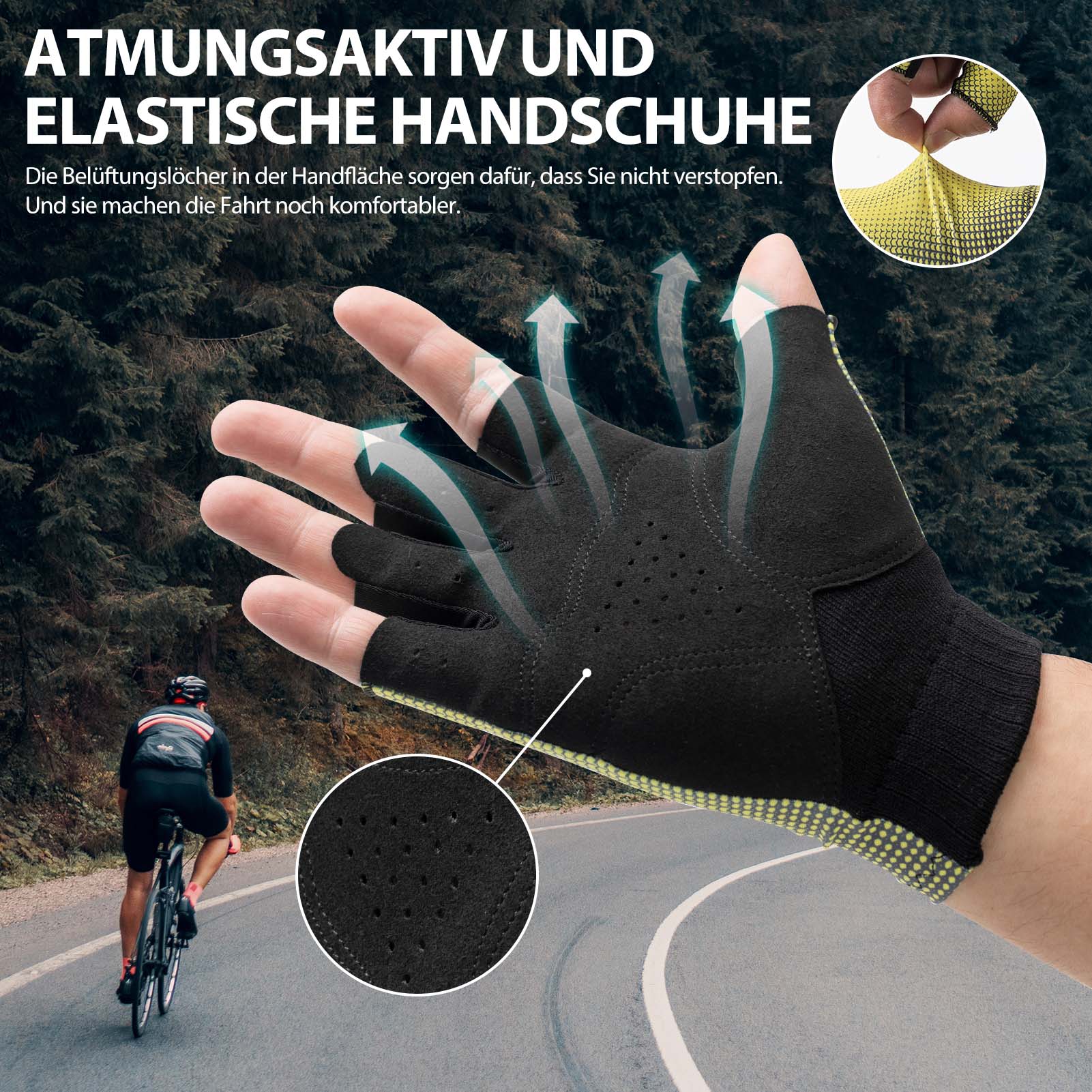 ROCKBROS Halbfinger Radhandschuhe Rutschfest Elast 44cbf19aae44