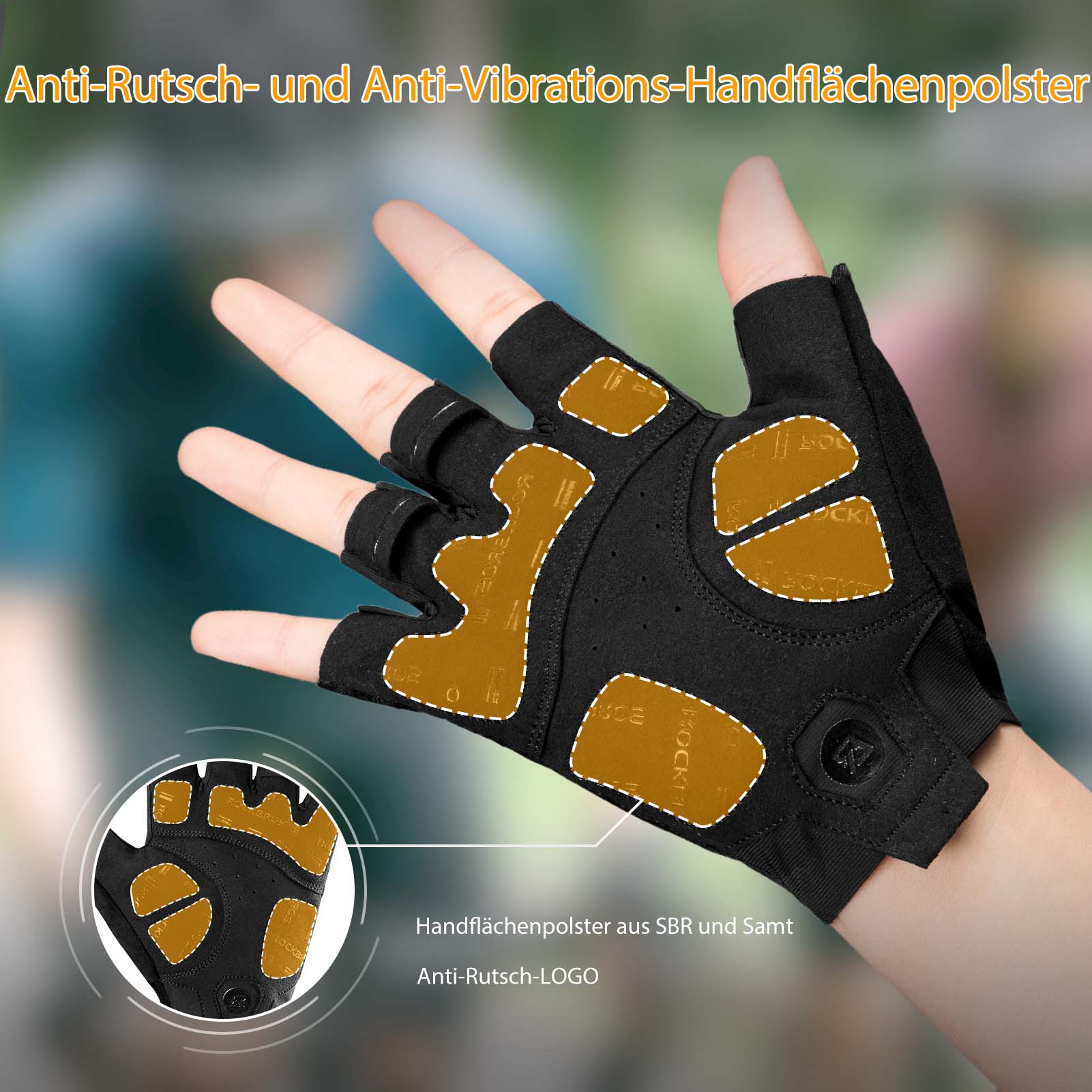 ROCKBROS Halbfinger Radhandschuhe stoßdämpfend und 25ea24bef17a