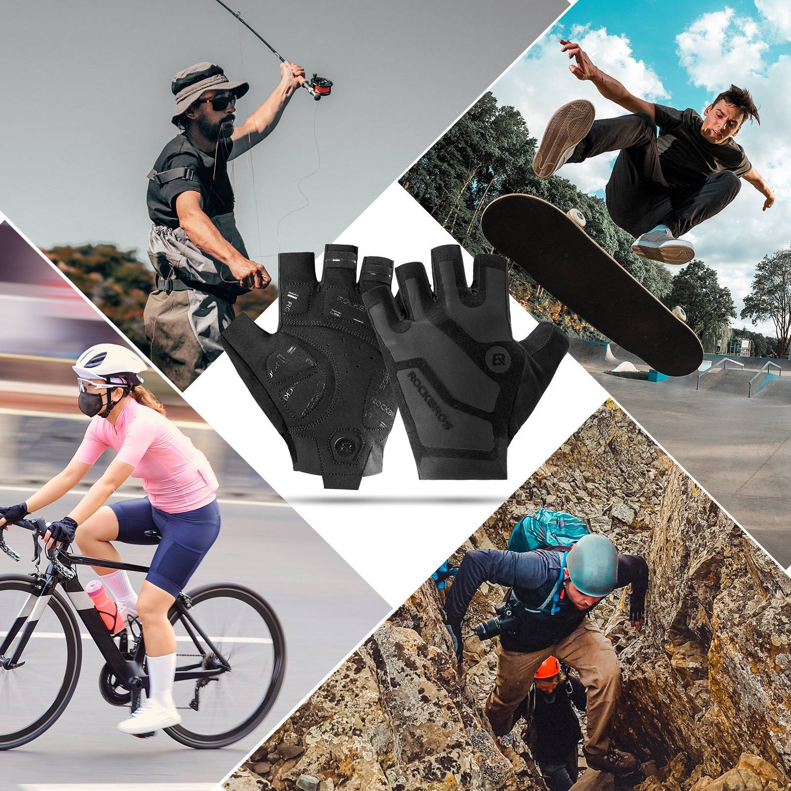ROCKBROS Halbfinger Radhandschuhe stoßdämpfend und 7833a48c4991