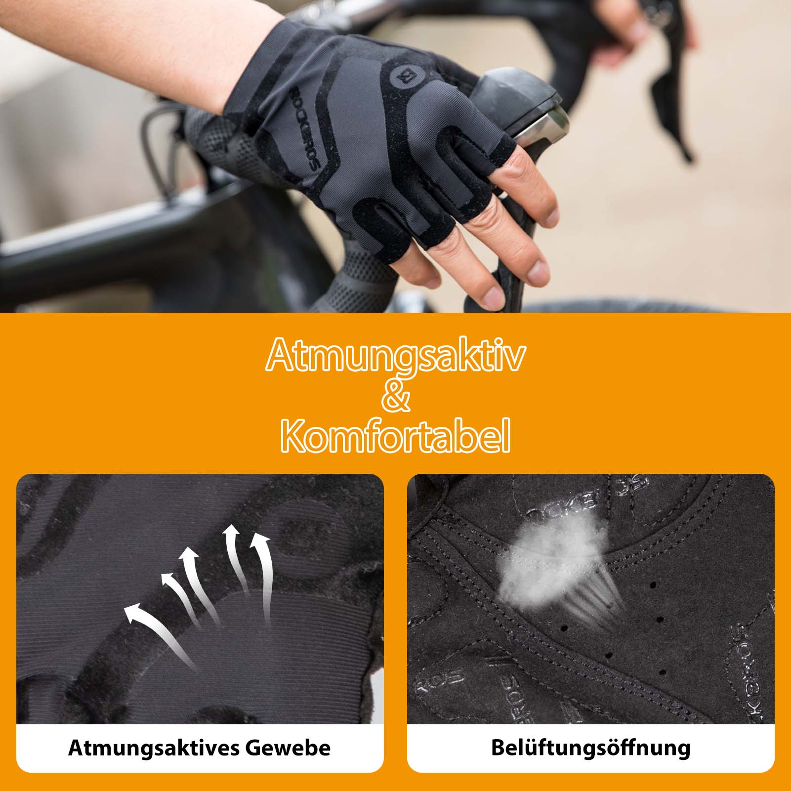 ROCKBROS Halbfinger Radhandschuhe stoßdämpfend und d9b8c300805c