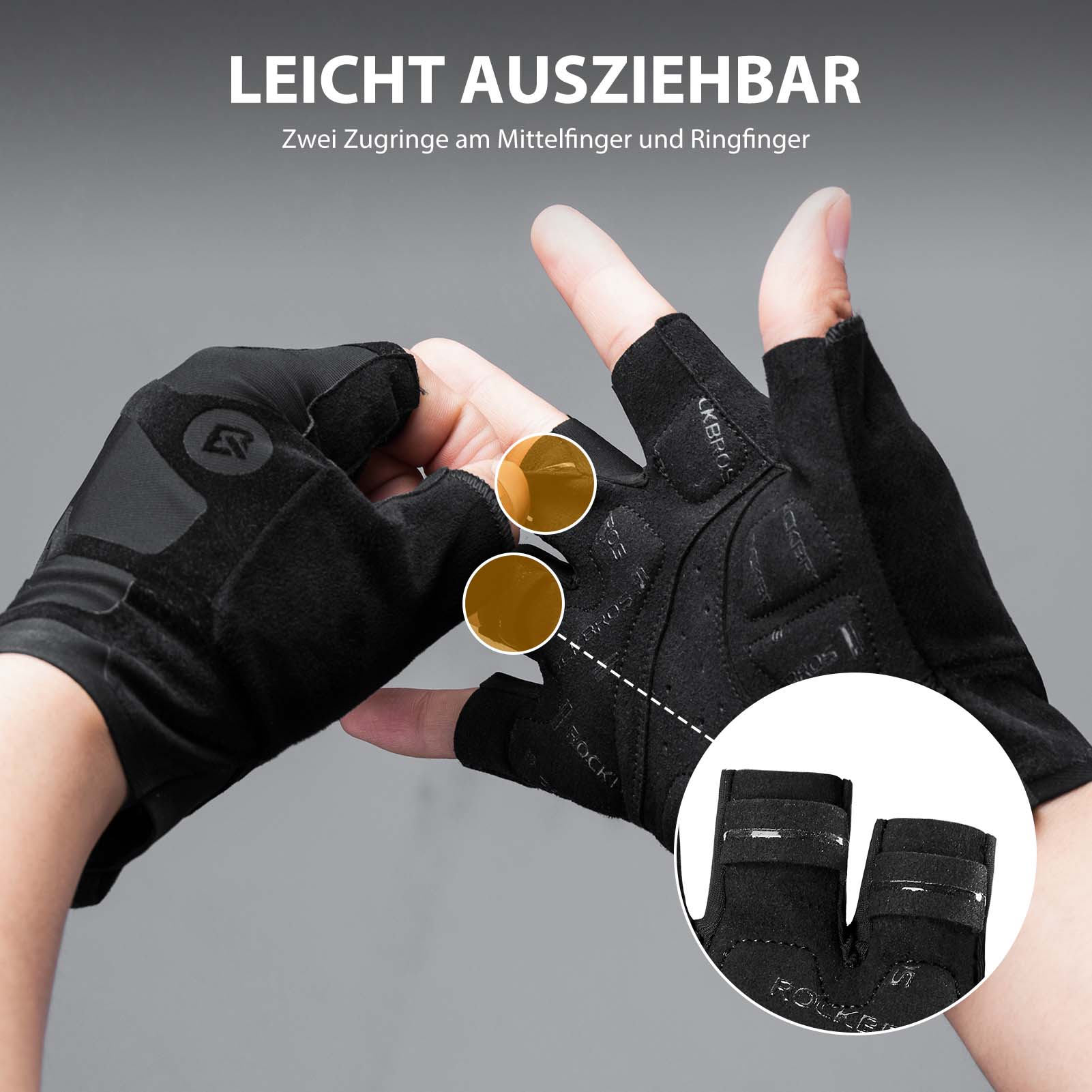 ROCKBROS Halbfinger Radhandschuhe stoßdämpfend und ead4309cdc45