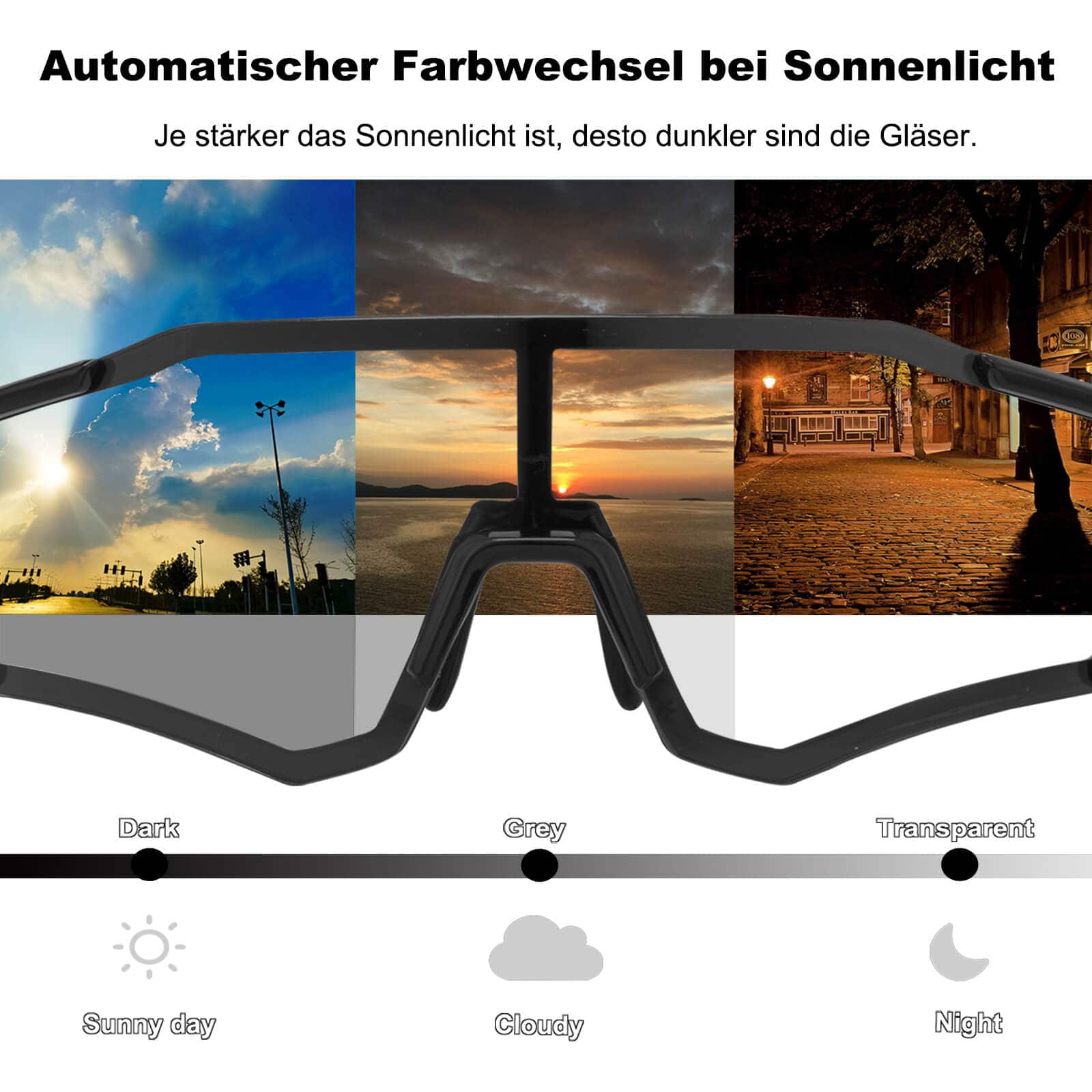 ROCKBROS Photochrome Radsport Brille mit UV400 Sch be67d606b339