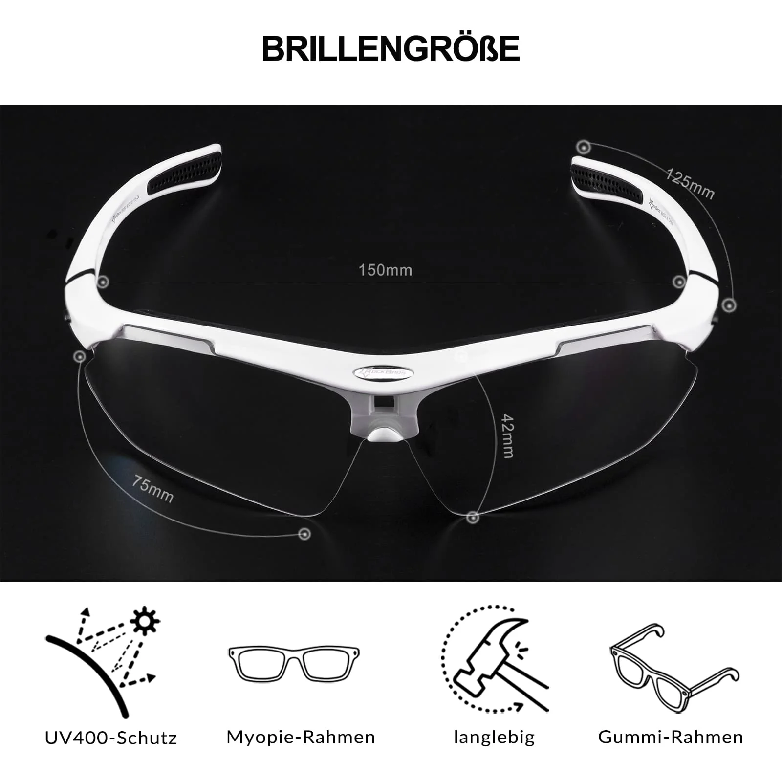 ROCKBROS Photochromic Sportbrillen Mit Austauschba 053cd0c183aa