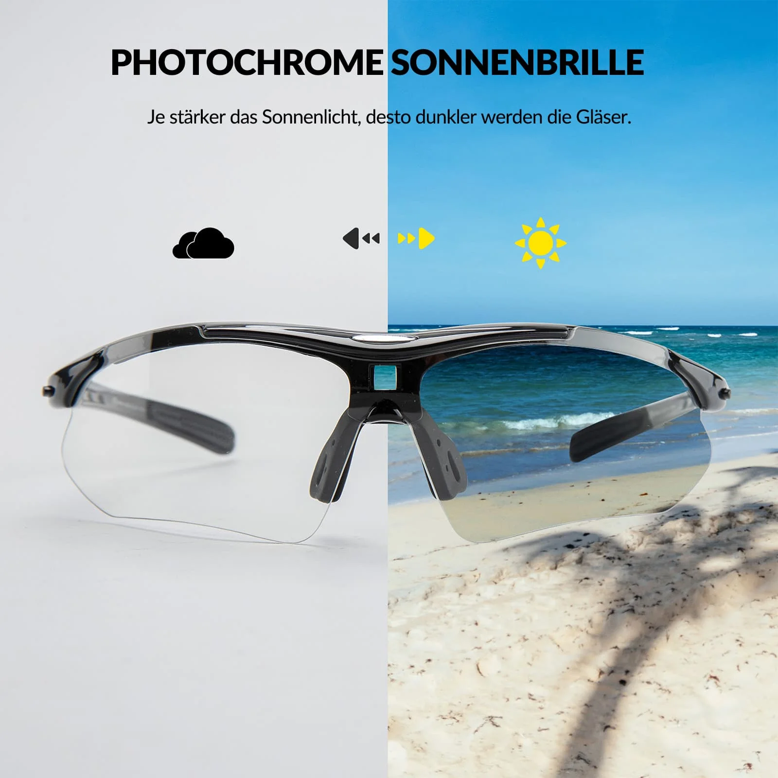 ROCKBROS Photochromic Sportbrillen Mit Austauschba b5dc64ab1ce5