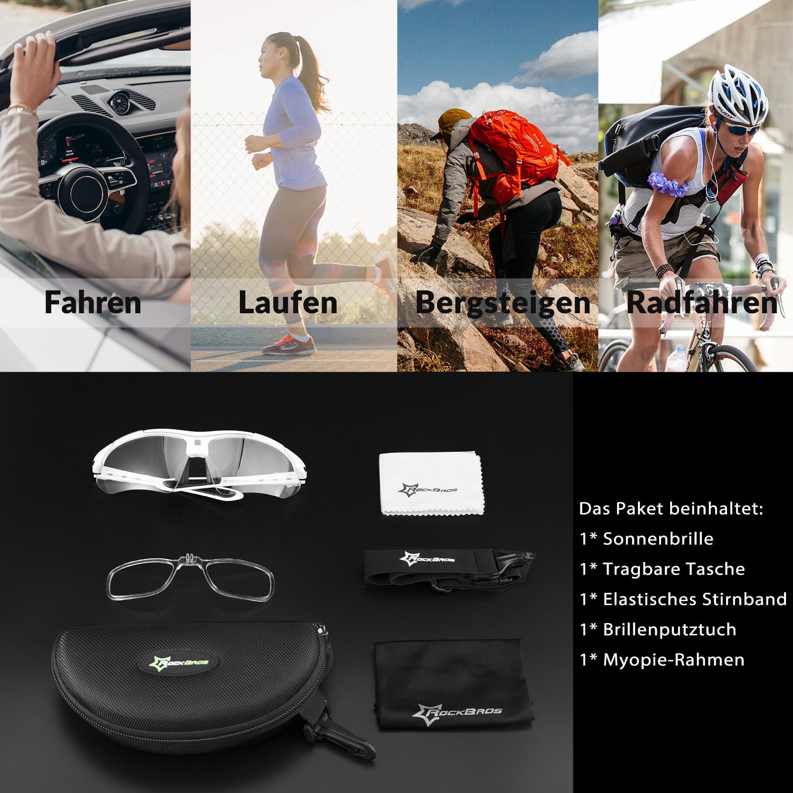ROCKBROS Photochromic Sportbrillen Mit Austauschba e35b928c360a
