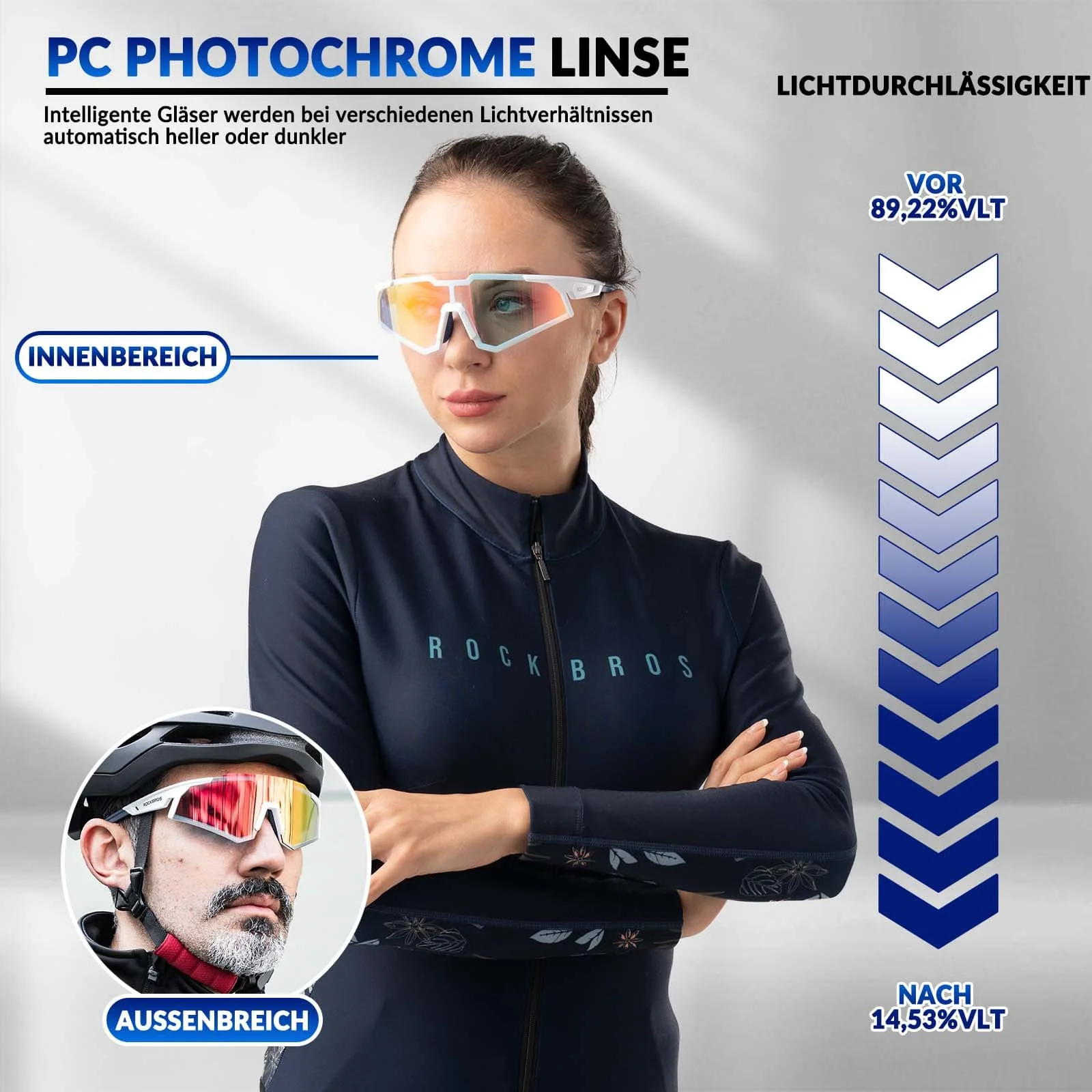 ROCKBROS Sonnenbrille Fahrradbrille Selbsttönend O 07f987c2ac29