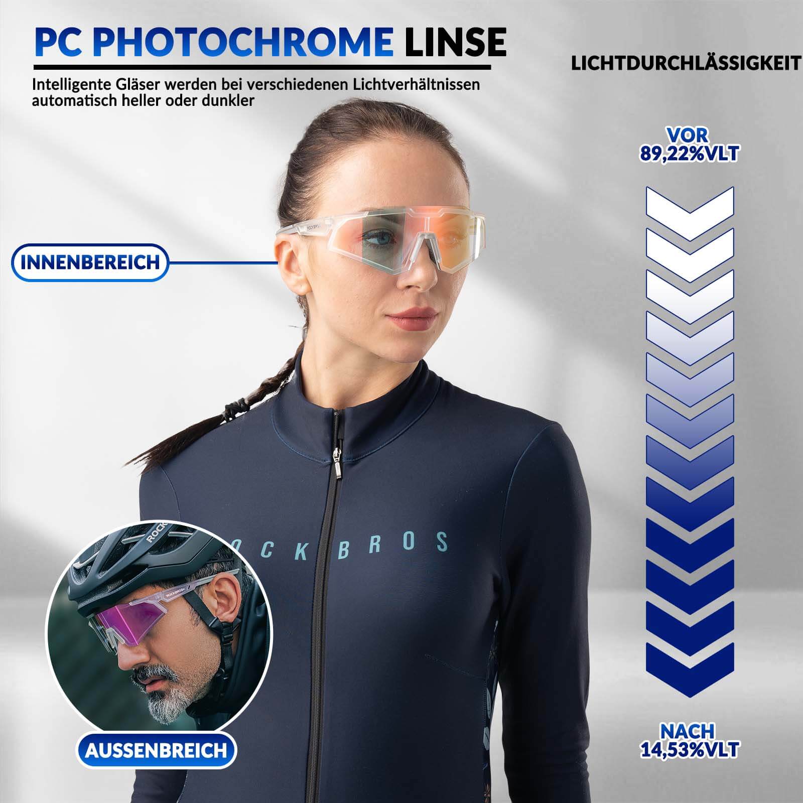 ROCKBROS Sonnenbrille Fahrradbrille Selbsttönend O 11e1e755ef41