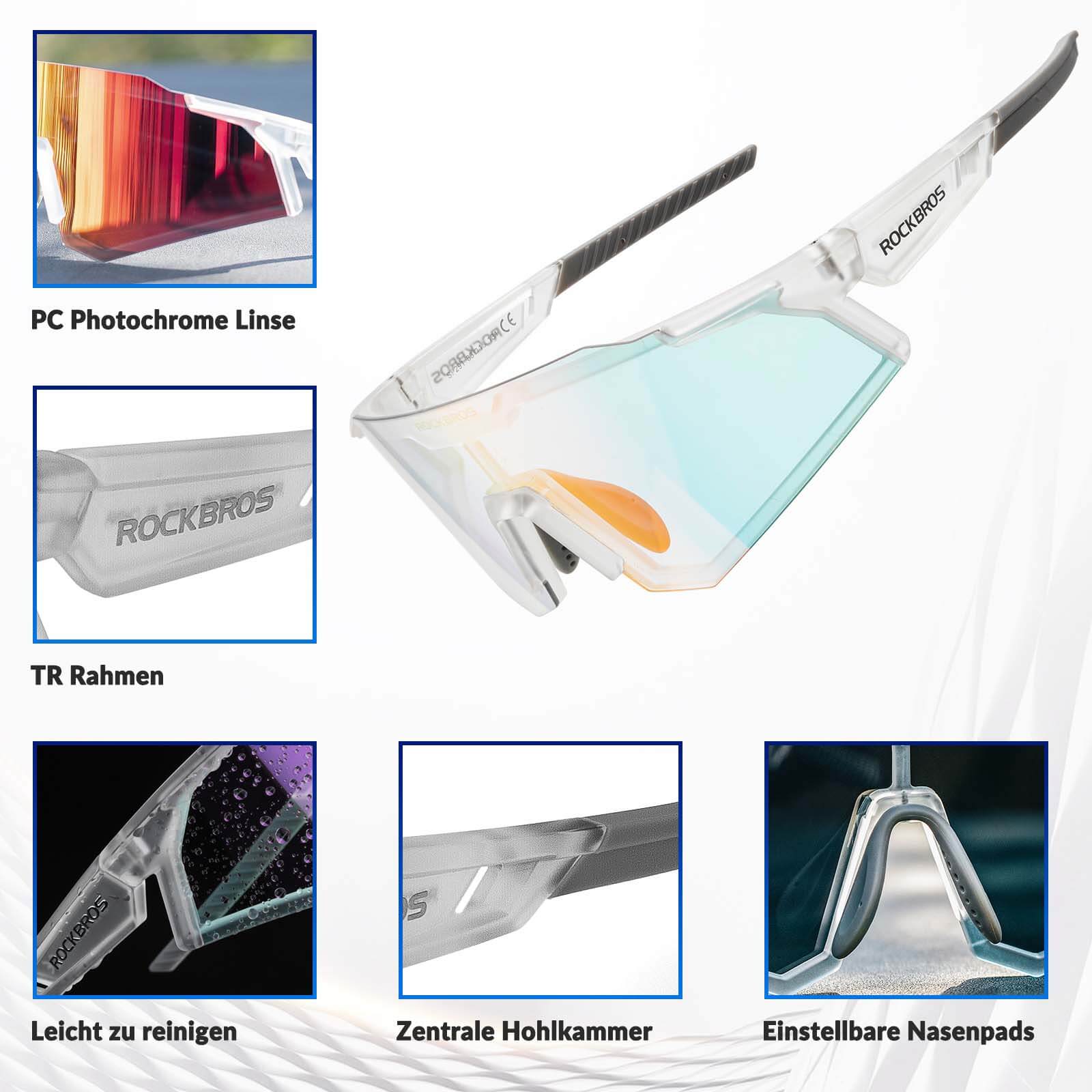ROCKBROS Sonnenbrille Fahrradbrille Selbsttönend O d9c86afc7afc