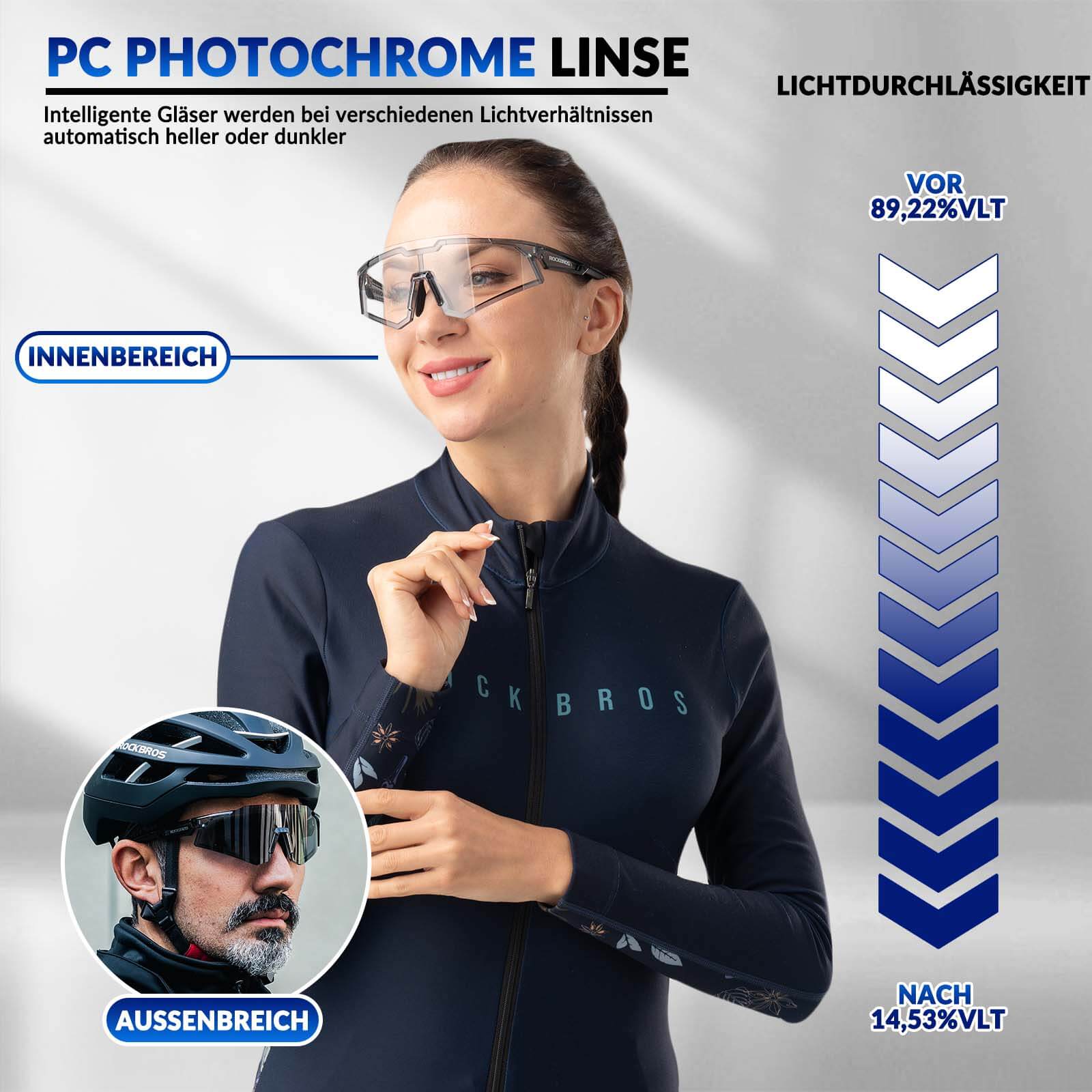 ROCKBROS Sonnenbrille Fahrradbrille Selbsttönend O daa27a83e3e2