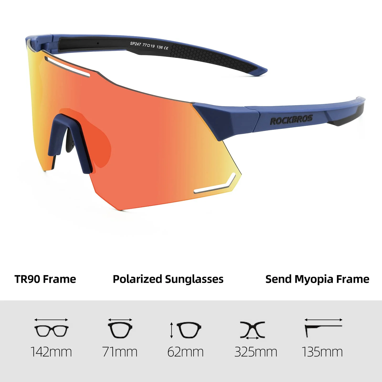 ROCKBROS Sonnenbrille UV400 Schutz Radsportbrille  7129a1925aa2