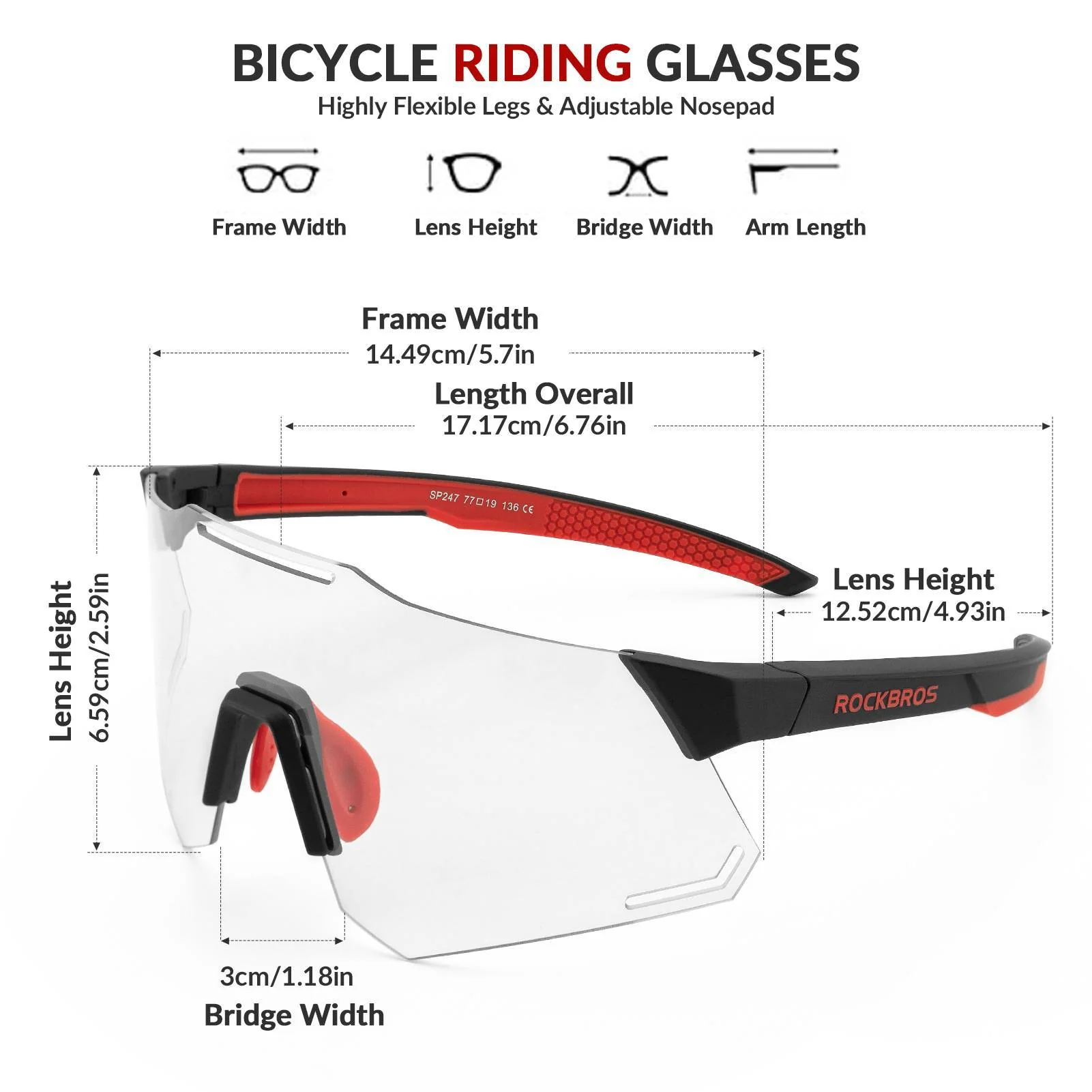 ROCKBROS Sonnenbrille UV400 Schutz Radsportbrille  c8a37c86a3de