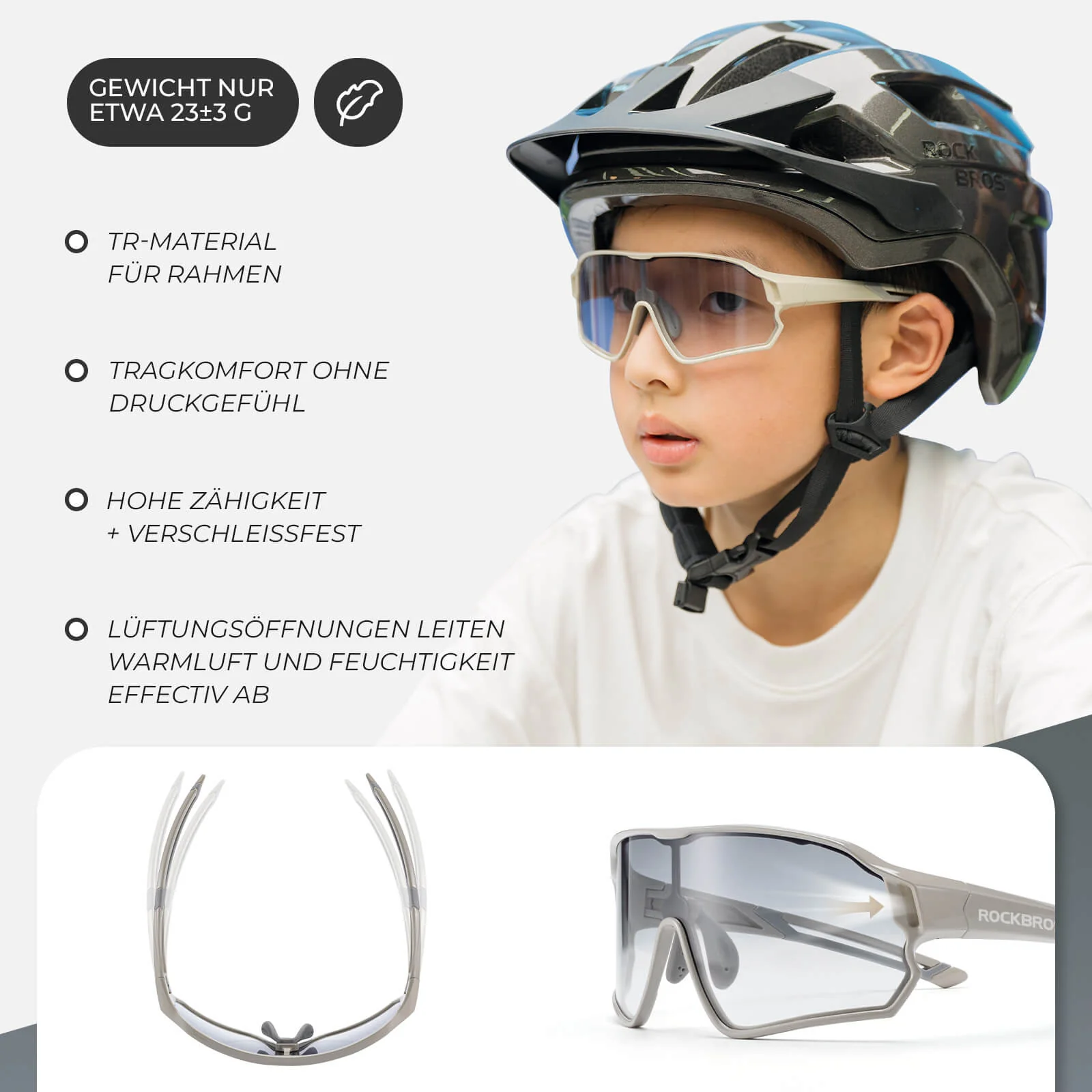 Selbsttönende Fahrradbrille für Kinder mit UV400 S 2900d6011d55