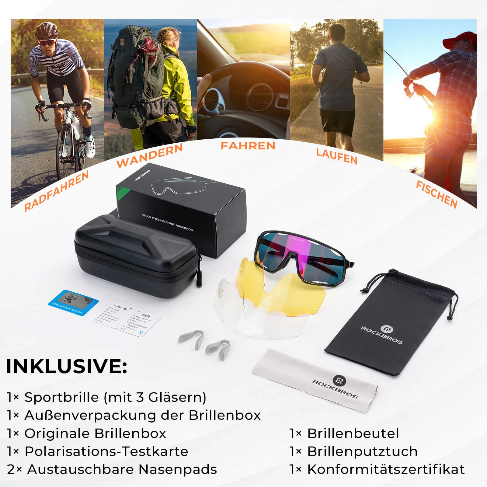 Selbsttönende Unisex Fahrradbrille mit Wechsel Nas 6fe6f8df652d