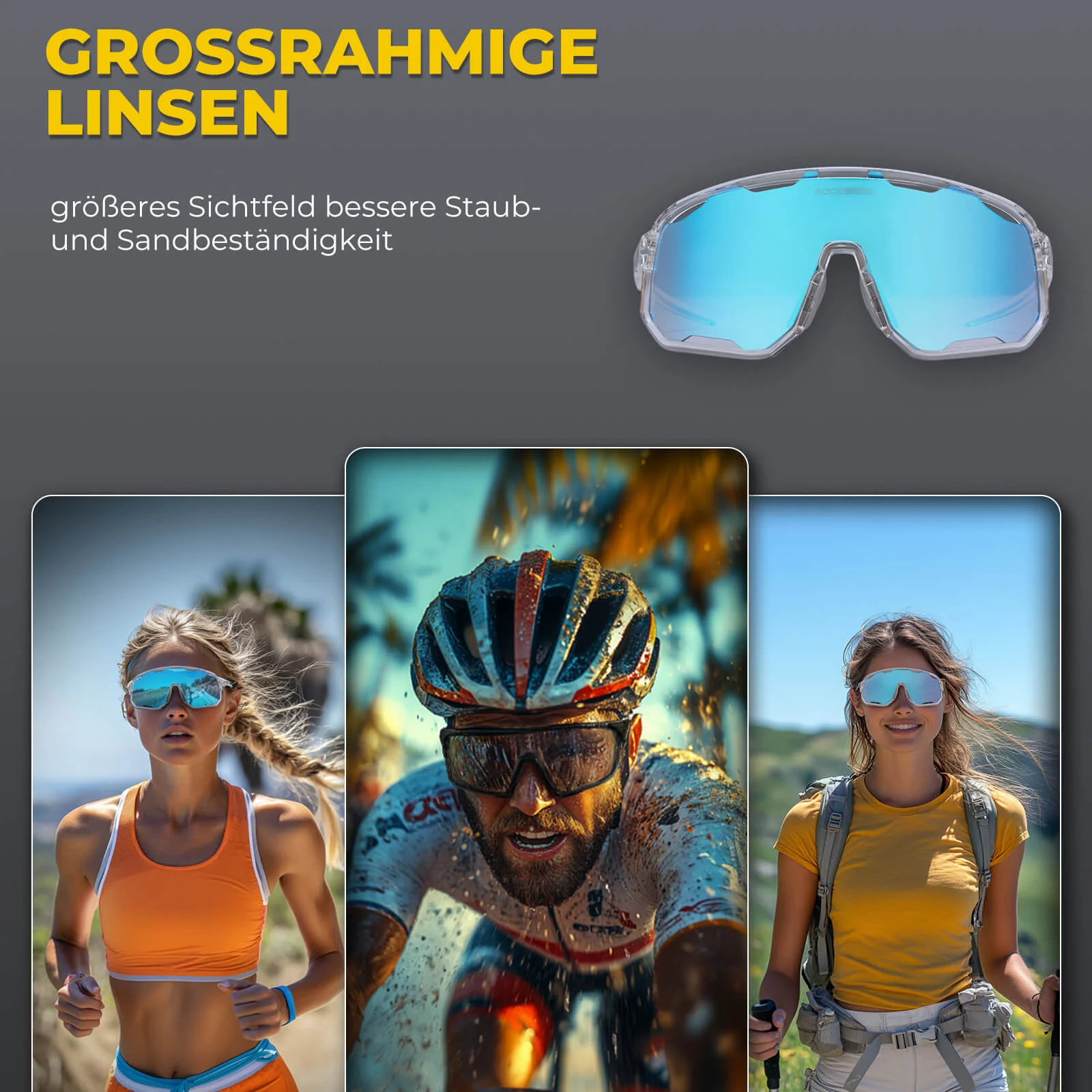 Selbsttönende Unisex Fahrradbrille mit Wechsel Nas adbb615a6751
