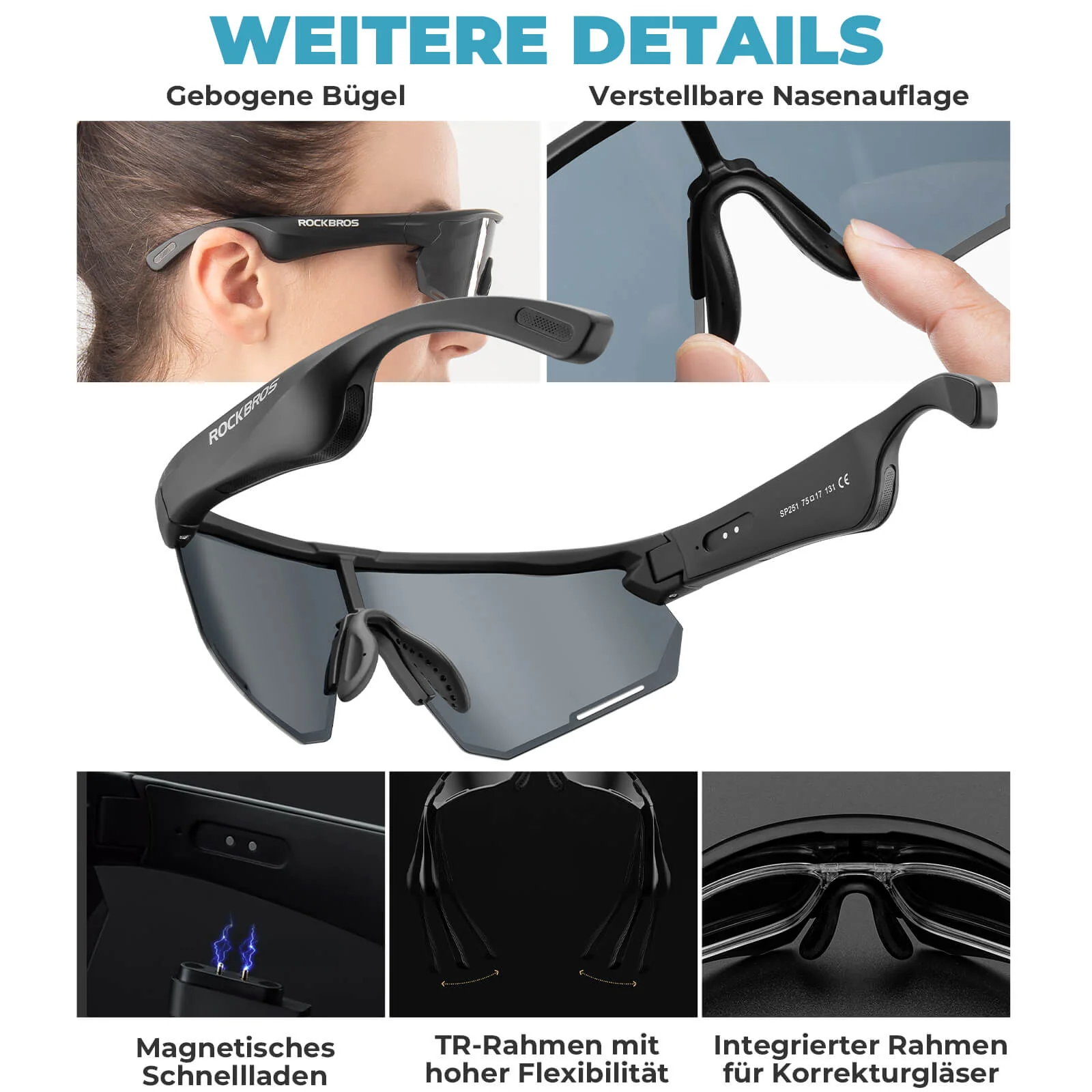Smarte Fahrradbrille mit Bluetooth  Elektronisch   68969fd58330
