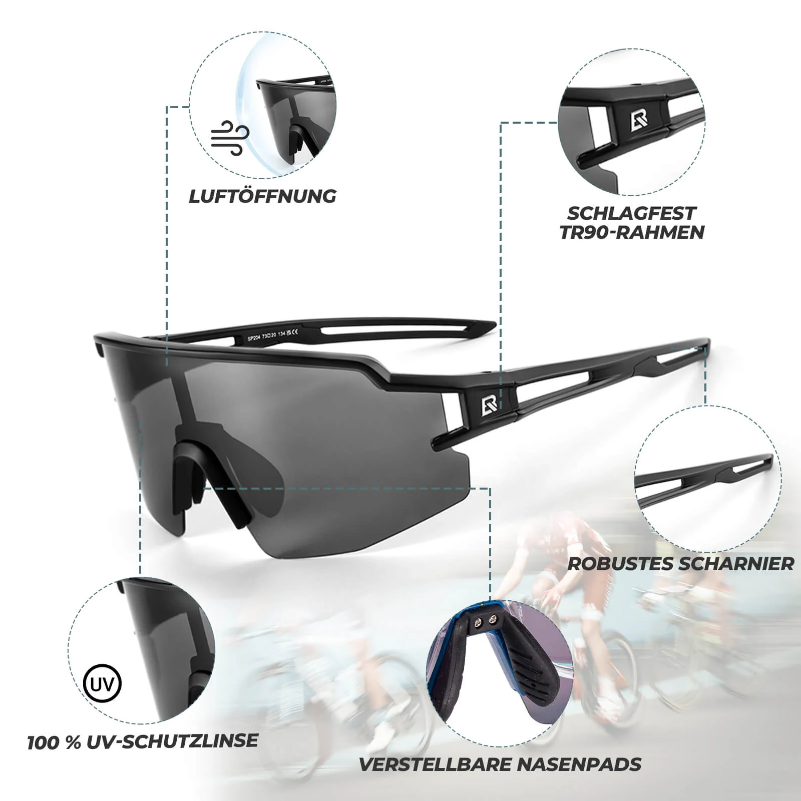 Winddichte und Polarisierte Sportbrille  UV400  acdc09564afa