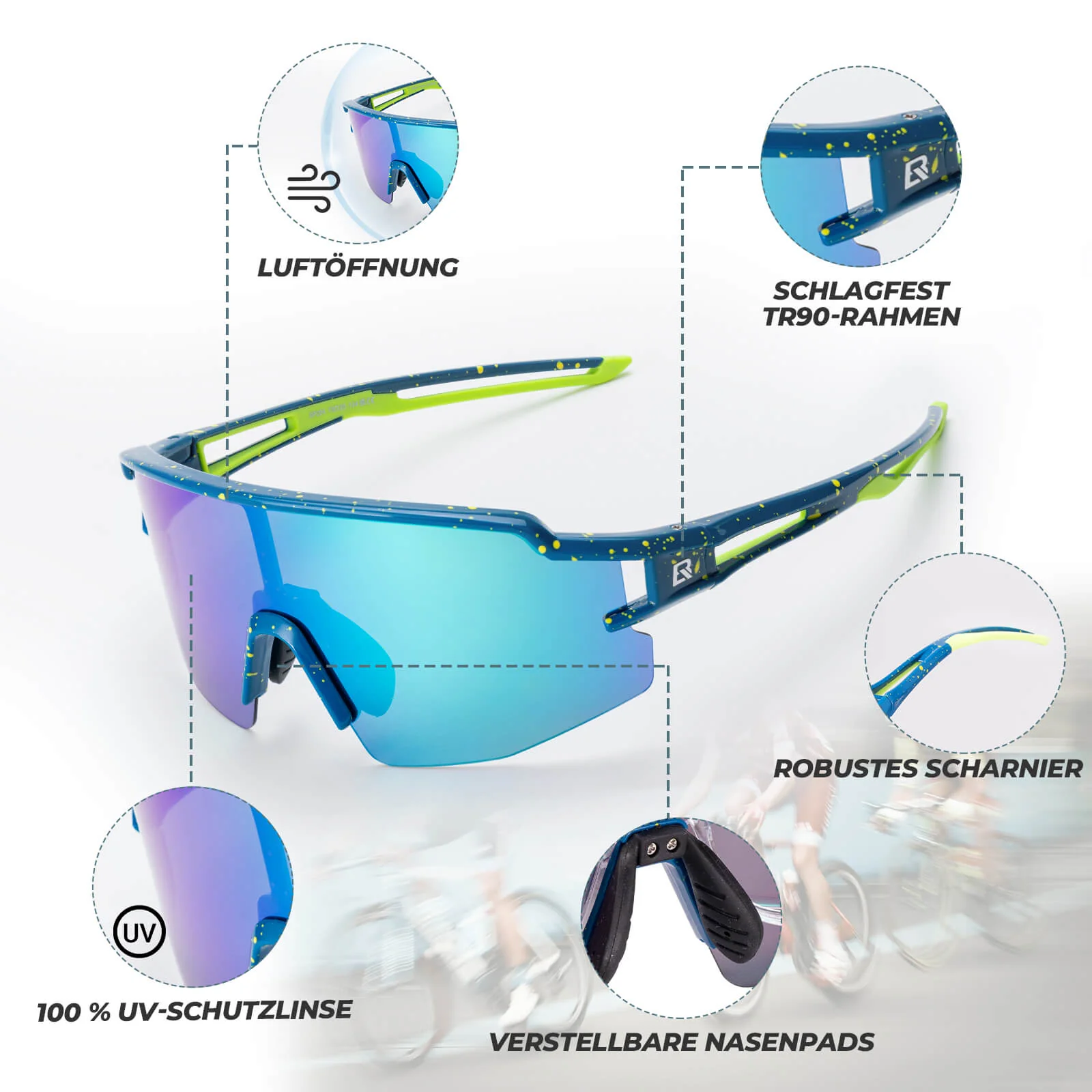 Winddichte und Polarisierte Sportbrille  UV400  cfd03f2d1735