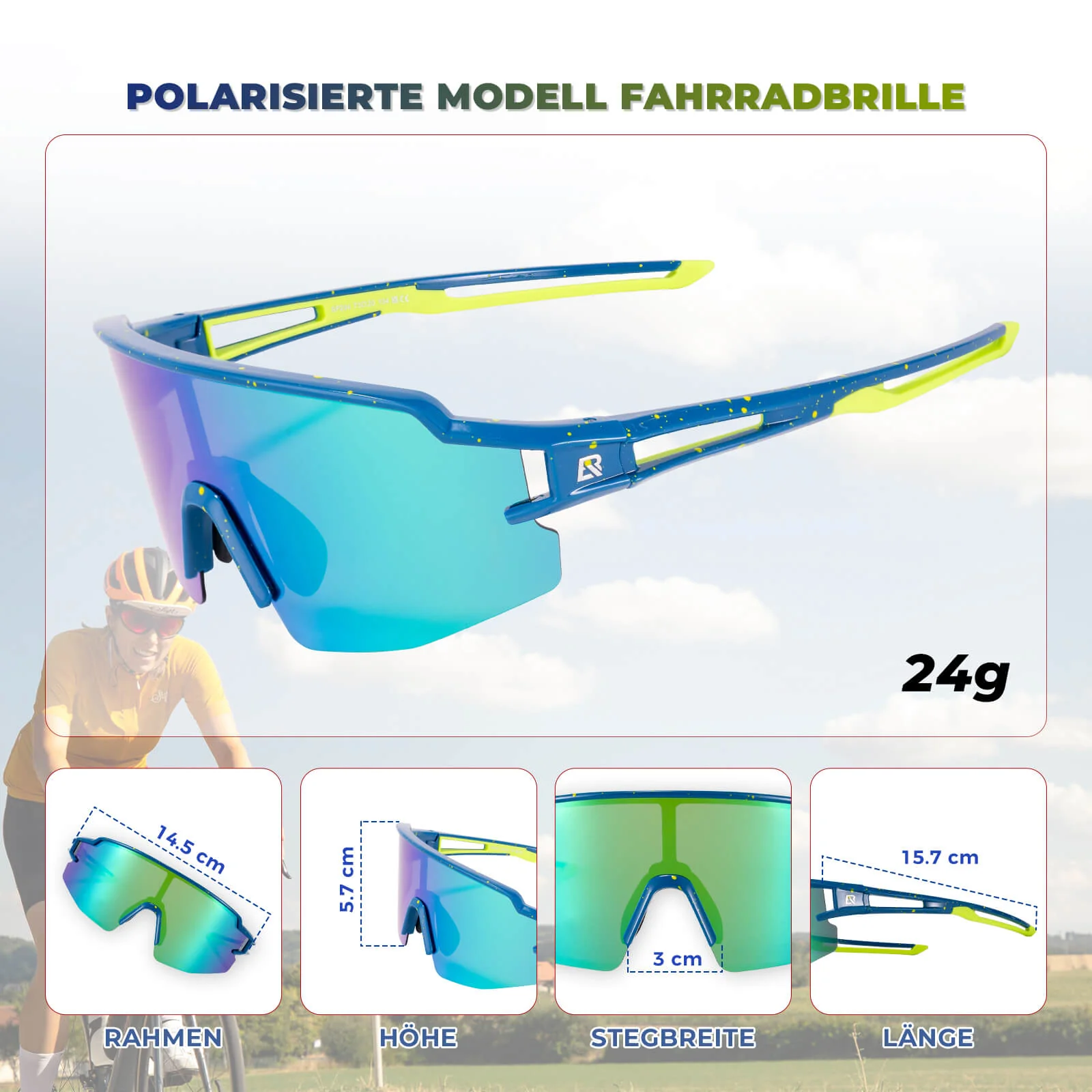 Winddichte und Polarisierte Sportbrille  UV400  ed6e28cd074c